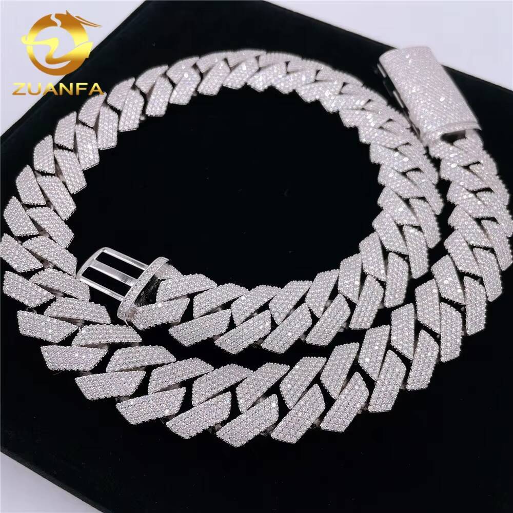 Men Style Hiphop Jewelry 20MM 4 Rows VVS Moissanite Cuban Link Chain Iced Out Big Chain Cuban Chain Necklace