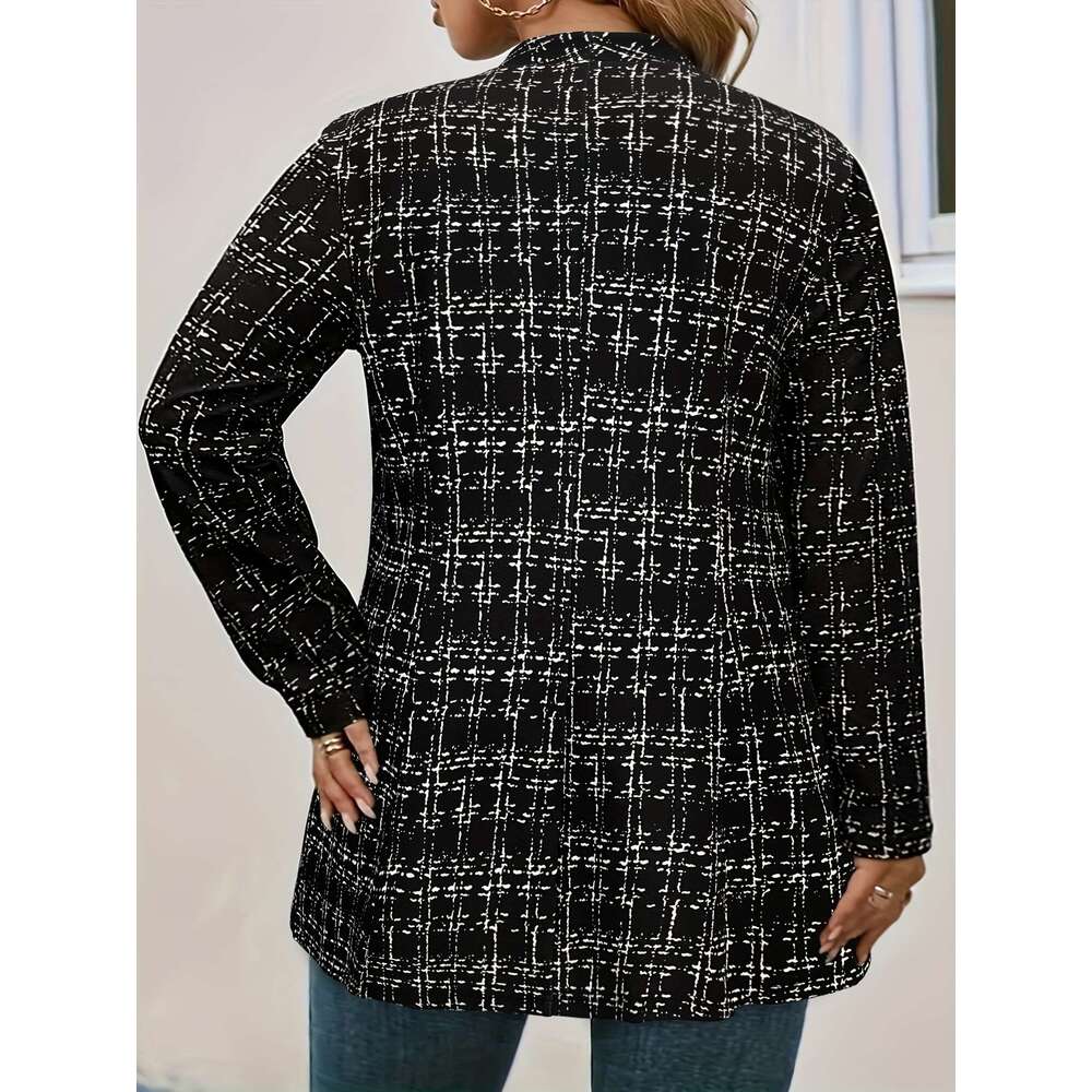 Plus Size Elegant Long Sleeve Button Front Coat, Women's Outerwear