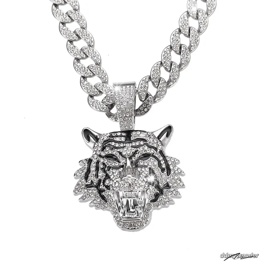 Men's Alloy Cuban Chain Necklace With 3D Tiger Pendant - Hip Hop Style Statement Jewelry Ddmywonder