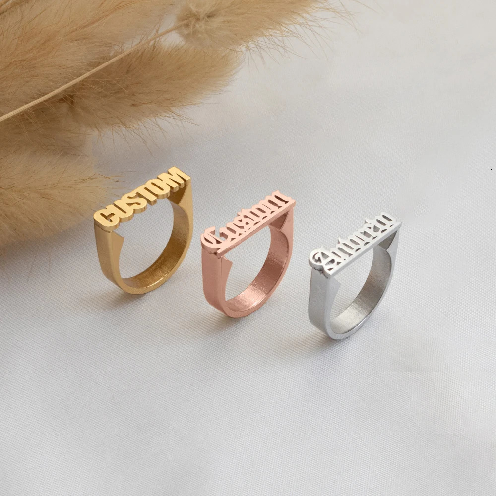 Personalized Stainless Steel Ring Customized Ancient English Name Mens And Womens Jewelry Gift For Family Or Friends 251008