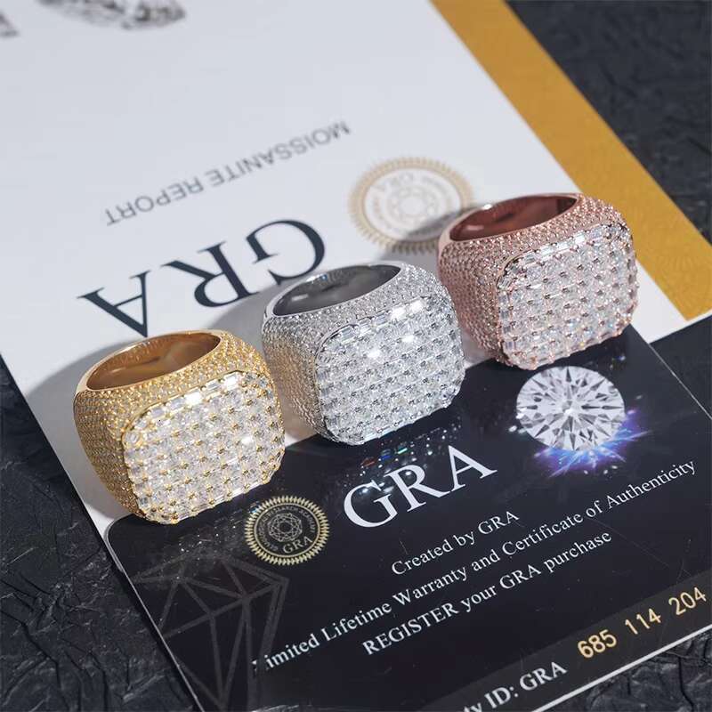 Luxury Hiphop Jewelry Pass Tester Moissanite Cuban S Silver Vvs Dollar Sign Men's Ring