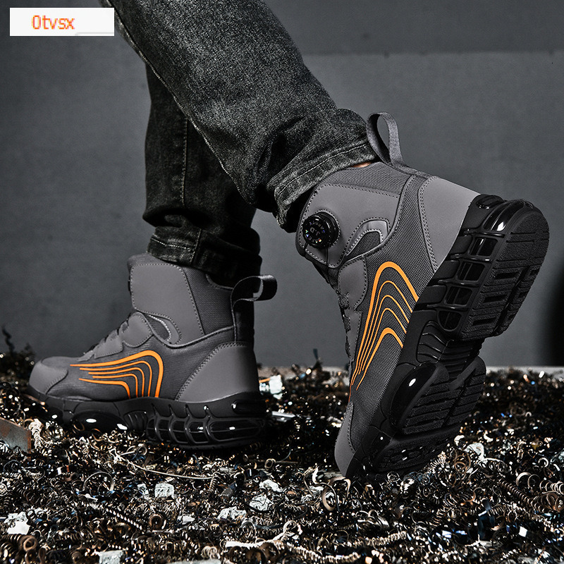 New mid-range safety shoes with anti smash and anti puncture protection, steel toe, comfortable and fashionable style, rotating buckle shoes, designer