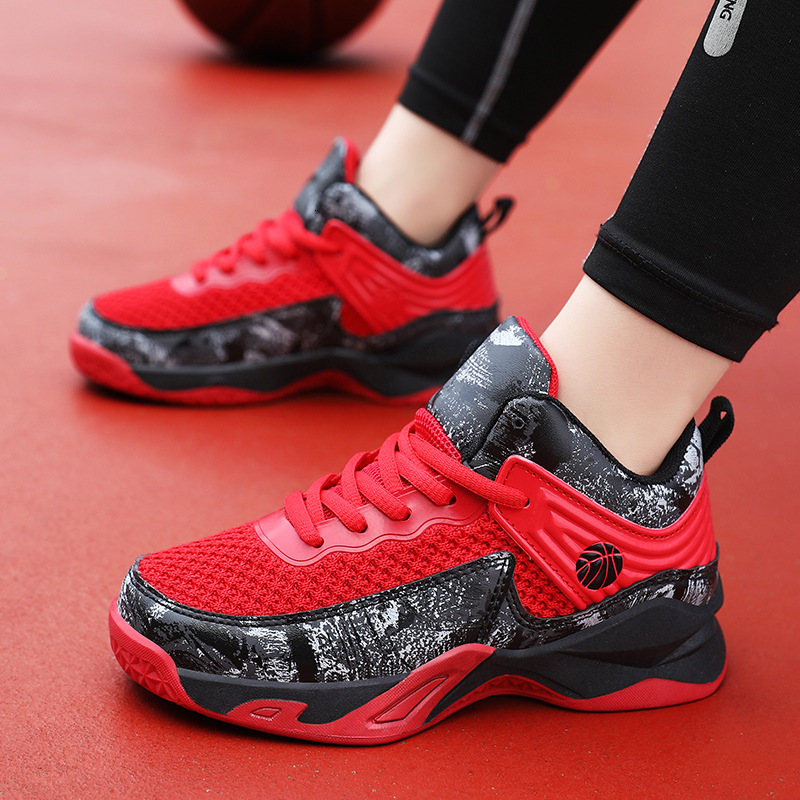 New Boys' Basketball Shoes Mesh Breathable Mid Top Trendy Sports Shoes Outdoor Fashion Designer Children's Running Shoes