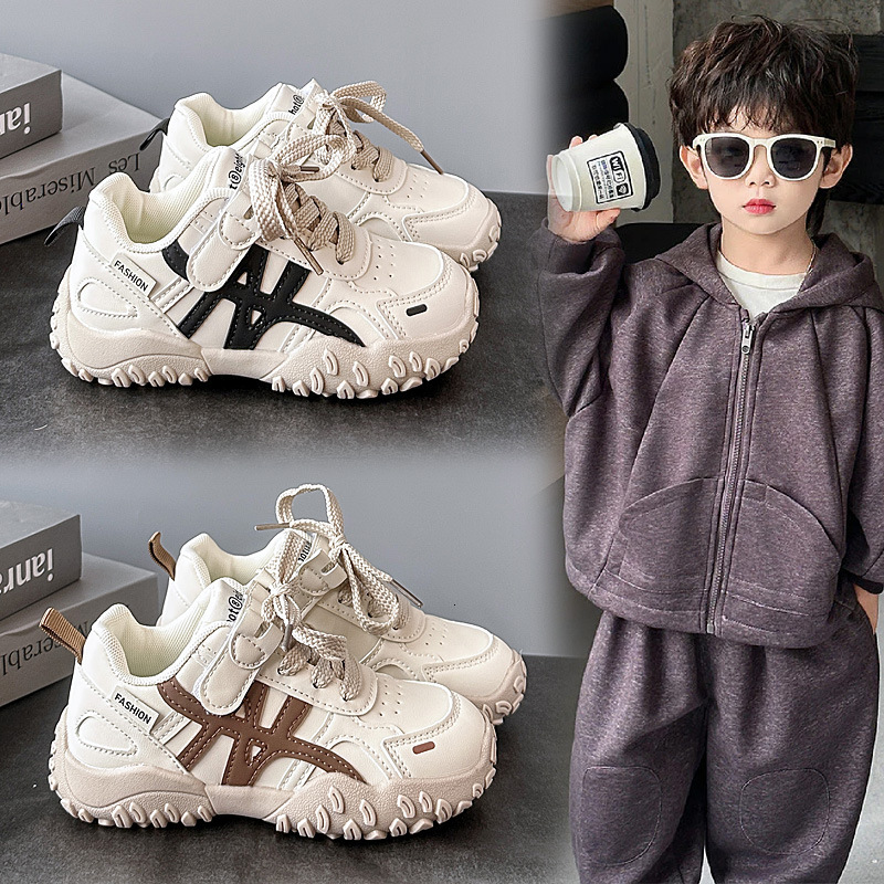 New children's leather sports shoes popular on campus, student running shoes for boys and girls, fashionable and casual designer shoes