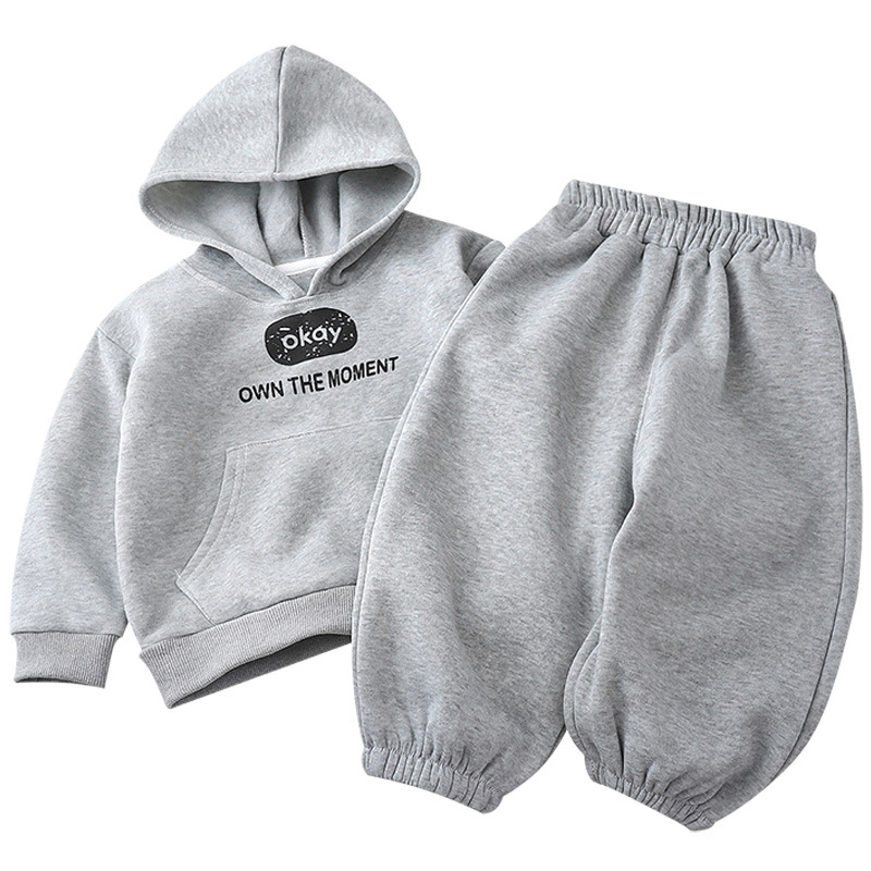 Warm 2025 New Kids Fleece-Lined Tracksuit Set, Boys Girls Winter Hooded Sweatshirt & Joggers, Thickened Warm Sportswear