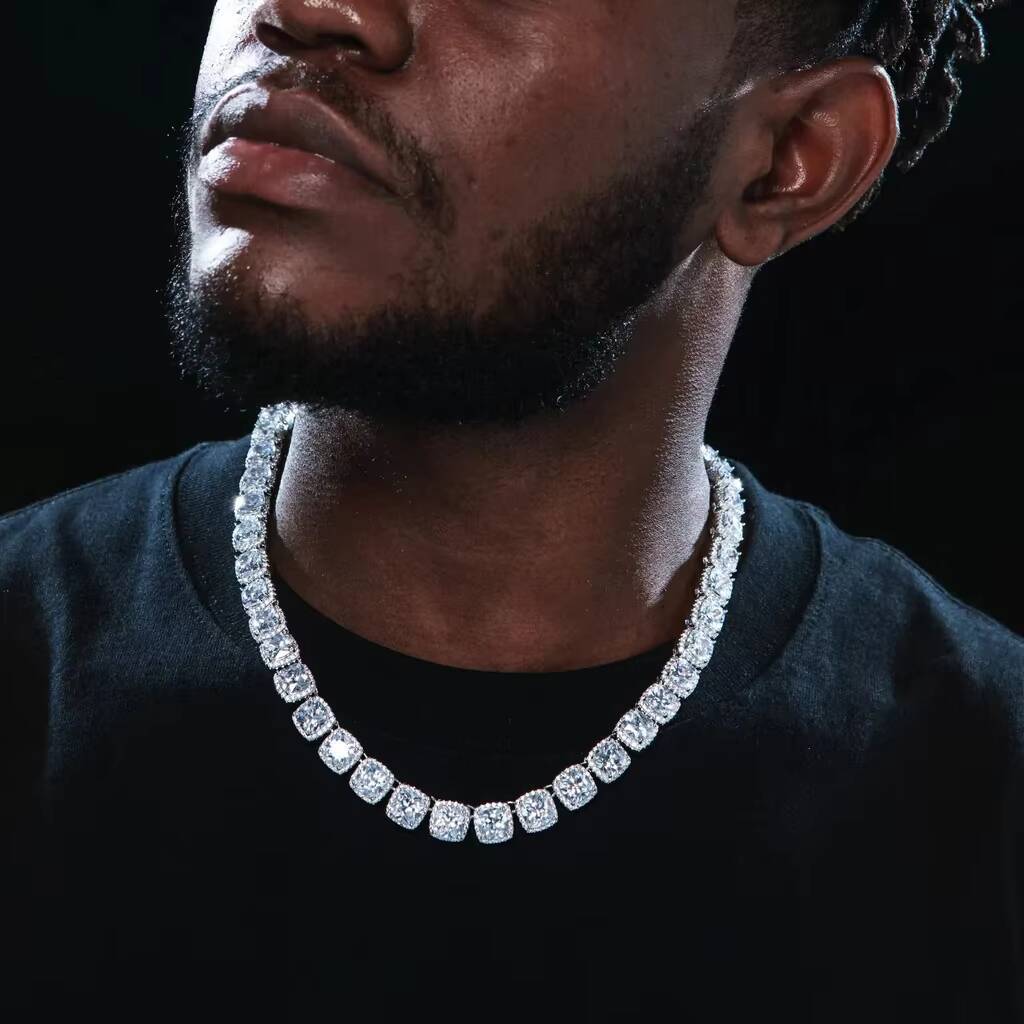 Hip Hop Tennis Necklace 18k Gold Plated Jewelry Iced Out Diamond Clustered Tennis Chain