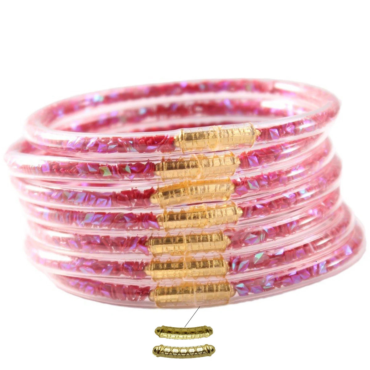 7pcsset Prismatic Stack Silicone Rubber Wristband Bangle for Women Waterproof Beach Bangles for Women 251016