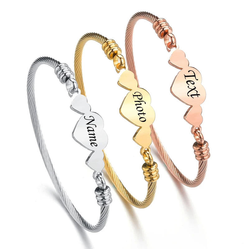 Nextvance Customized Bracelets Engrave Name Date Bracelet Stainless Steel Personalized Bangles Women ID Tag Memory Gif 251014