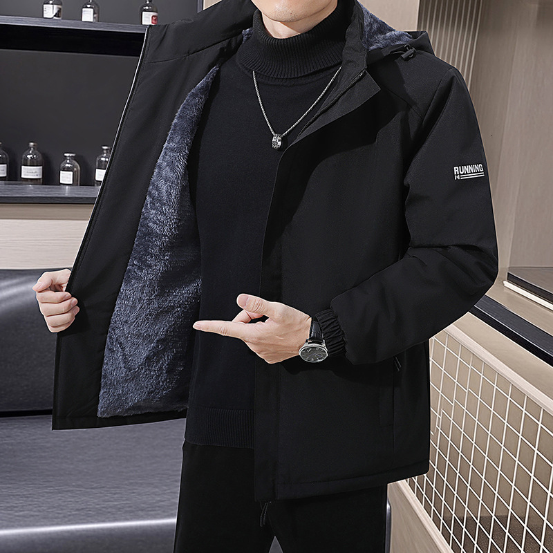 Cross-border Winter Windproof Jacket Men's Thick Detachable Designer Hoodie Jacket Tracksuit Men Polo Veste Coat Hood Workwear Jacket Fleece Line