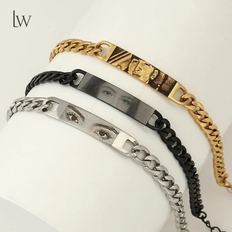 Custom Eyes Po Bracelet Personalized Picture Bracelets Engraved Lovers Eye Stainless Steel Valentines Day Jewelry Gift 251008