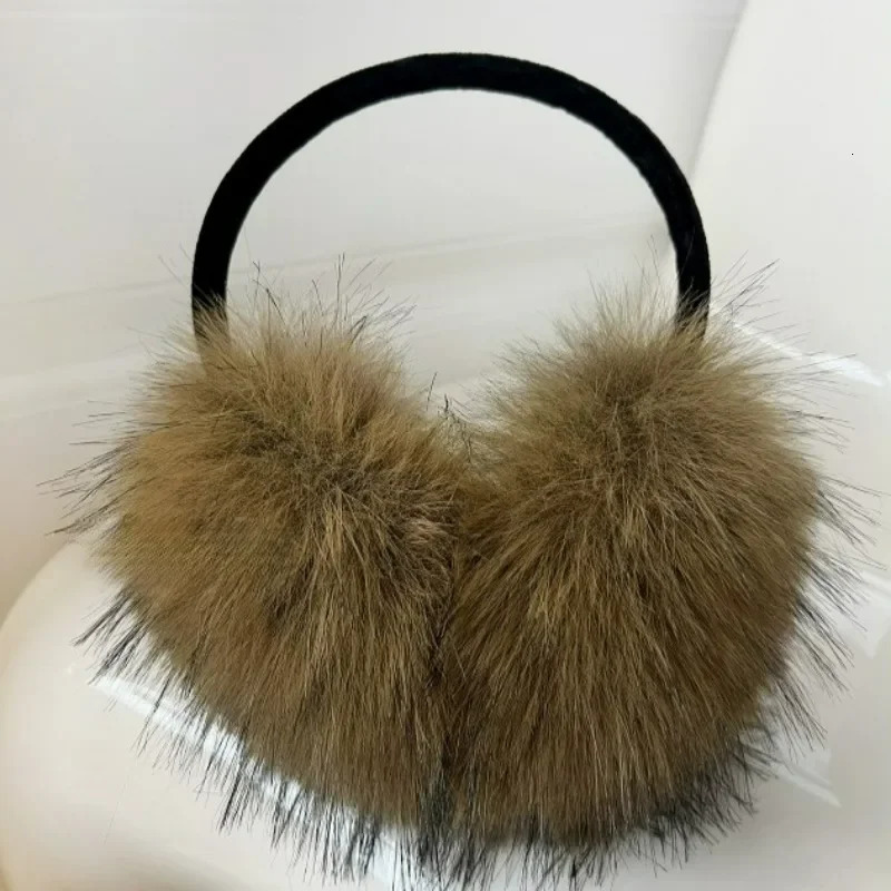 Outdoor faux fur ear muffs winter warm earplugs brown plush anticold windproof ear covers for men and women 251014