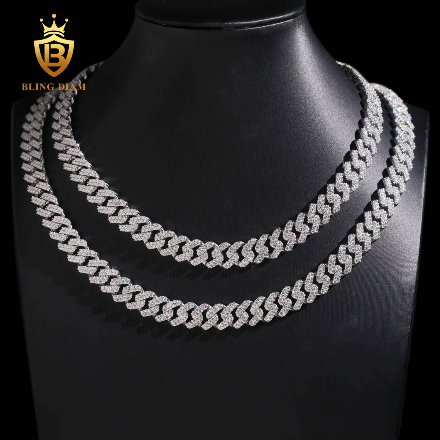 Hot Sale Moissanite Miami Hip Hop 925 Sterling Silver Iced Out 13MM Moissanite Diamond Men Necklace Cuban Link Chain