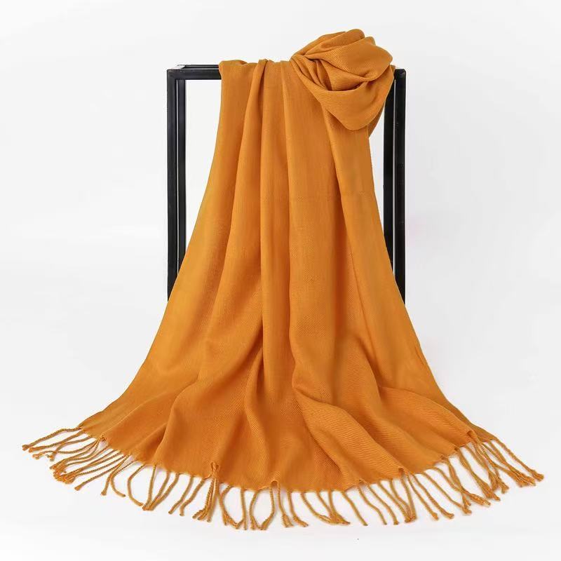 Y2088 cotton and linen Korean style solid color scarf for women