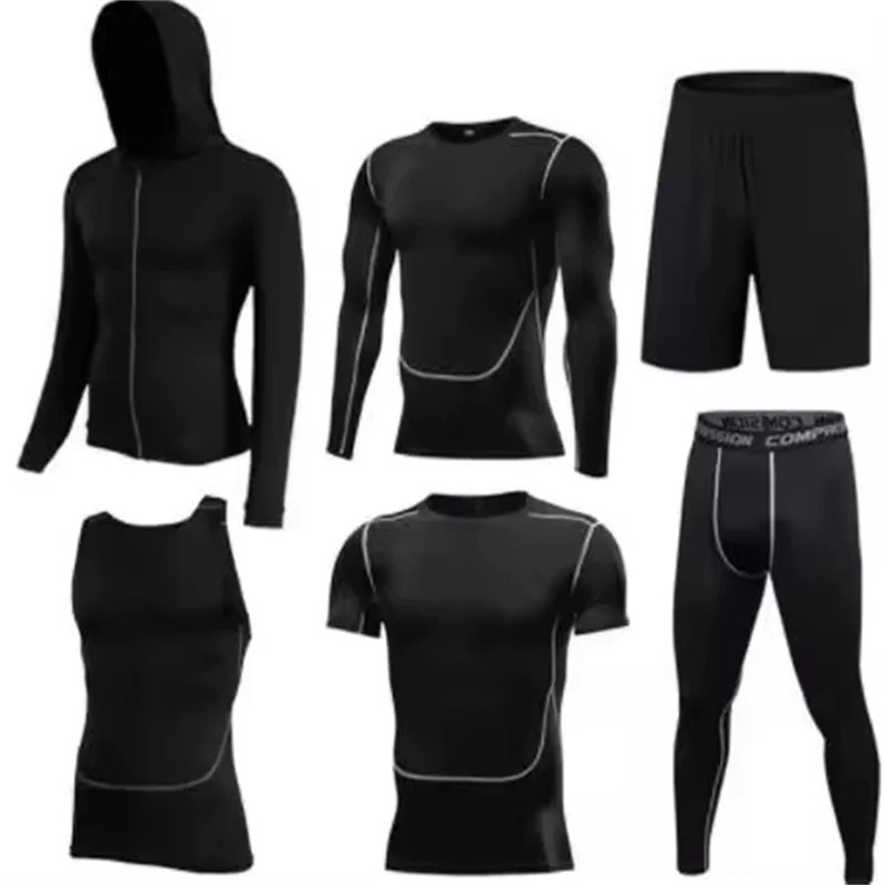 Mens 5pcs sets Boxing suit rashguard male kit MMA compression clothing men longsleeved tshirtleggings tracksuit Sport Suit 251010
