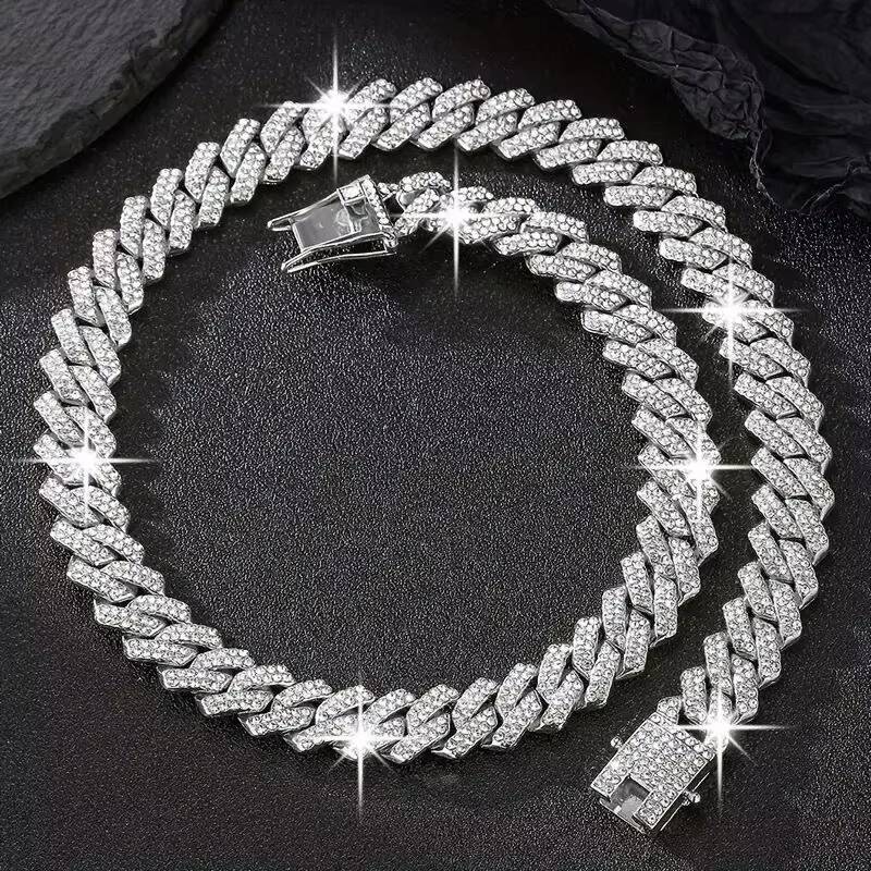 High Quality Fashion Designer Hip Hop Gold Plated Necklace Men Jewelry Bracelet 10mm Wide Mens Moissanite Cuban Chain
