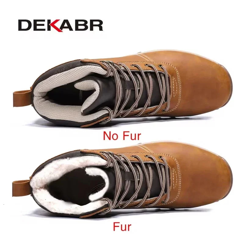 DEKABR Winter Warm Men Boots Genuine Leather Fur Plus Men Snow Boots Handmade Waterproof Working Ankle Boots High Top Men Shoes 251010