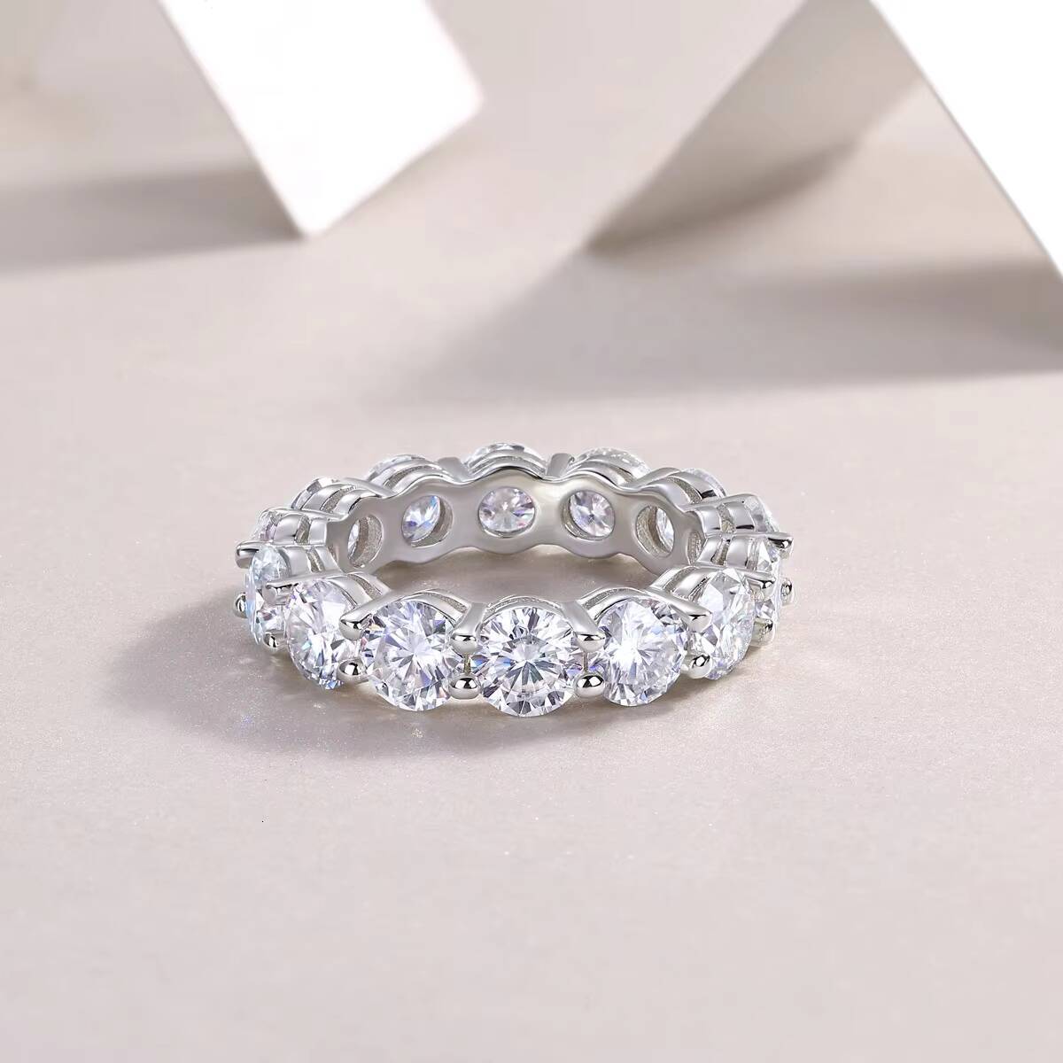 D Color Promise Eternity Band 65CT Moissanite Ring 925 Sterling Silver White Gold Plated Fine Jewelry for Weddings