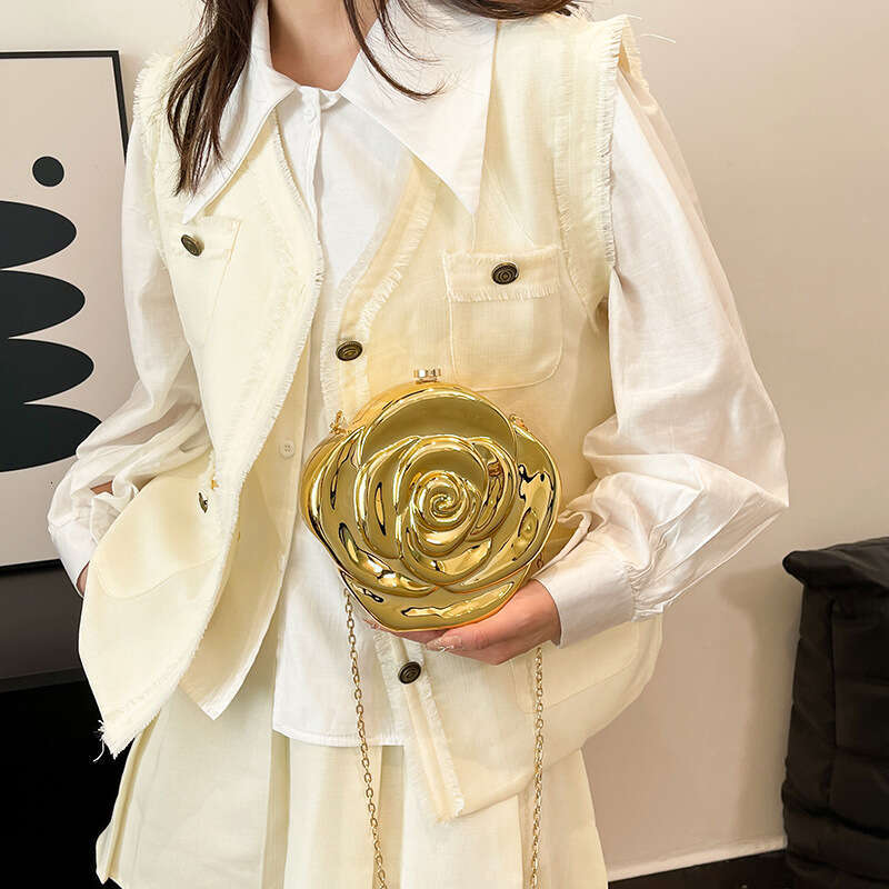 Designer Bag Luxury Bag Carefully Selected Fashionable Rose Flower Acrylic Hot-Selling High-End Feel Coin Shoulder Bag Purse Lipstick Crossbody Handhe