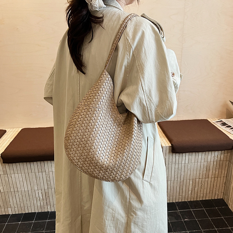 Luxury Brand Designer Bag Korean High-End Versatile Woven Bucket Bag For Women, Ins Fashion Casual Shoulder Underarm Bag, Handbag