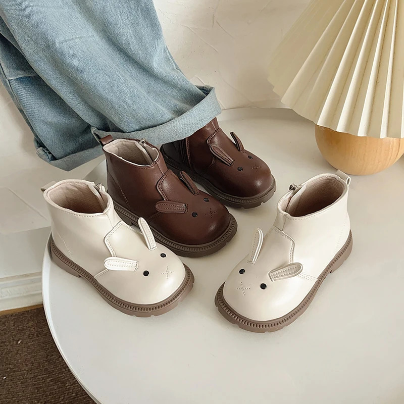 Cartoon Rabbit Baby Ankle Boots for Girls England Style Children Cute Bunny Winter Short Boots Low Heel Kids Girl Shoes G11073 251017
