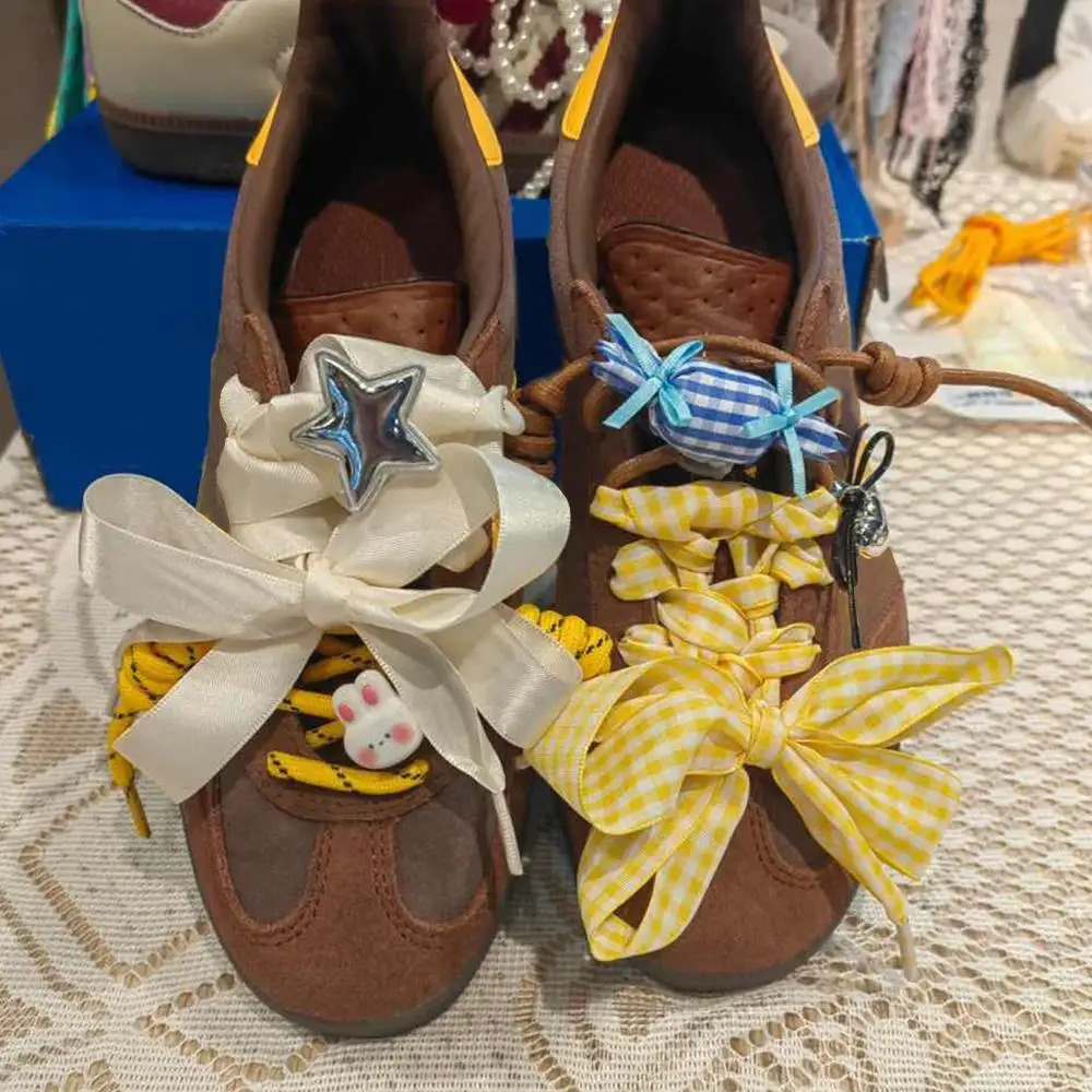 DIY DE Traning Shoes Laces Trendy Colorful Sneakers Shoes Laces Lattice Shoelaces Fashion Casual Combine Shoes Decoration 251013