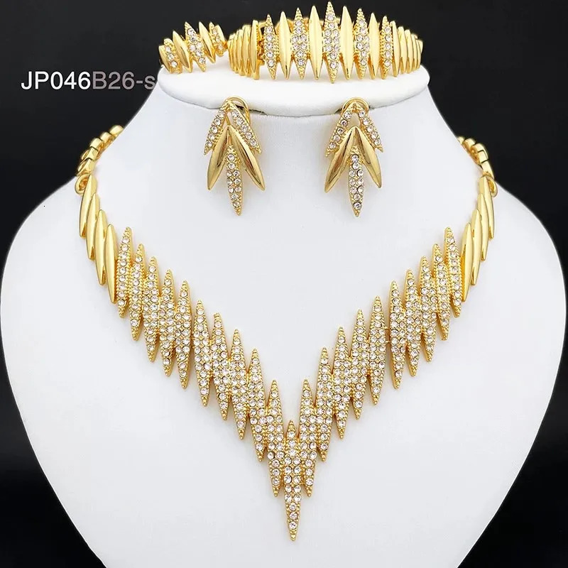 Fashion Jewelry Sets Gold Color Necklace And Earrings For Women 4 Pieces Jewelry Set 251016