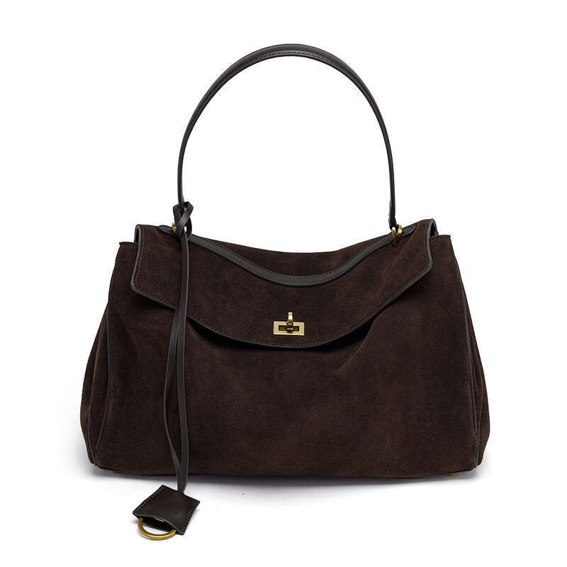 Autumn and Winter New Genuine Leather Women's High-end Light Luxury Matte Cowhide Tote Large Capacity Commuter Underarm Shoulder Bag