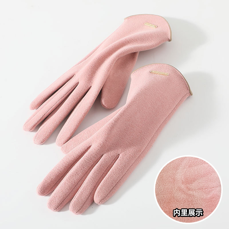 De Rong Warm Autumn Winter Gloves Women Plush Touch Screen Korean Style Versatile High-end Feel Outdoor