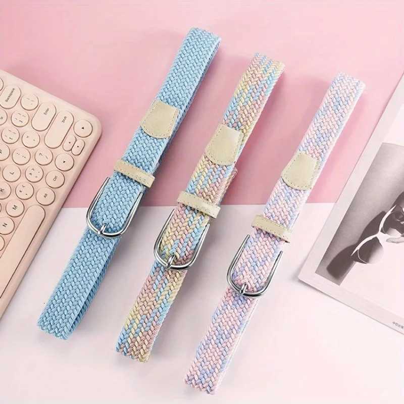 PunchFree Belt Womens AllMatching Jeans Canvas Belt Woven Elastic Stretch Pin Buckle Student Lazy Woven Belt W251018