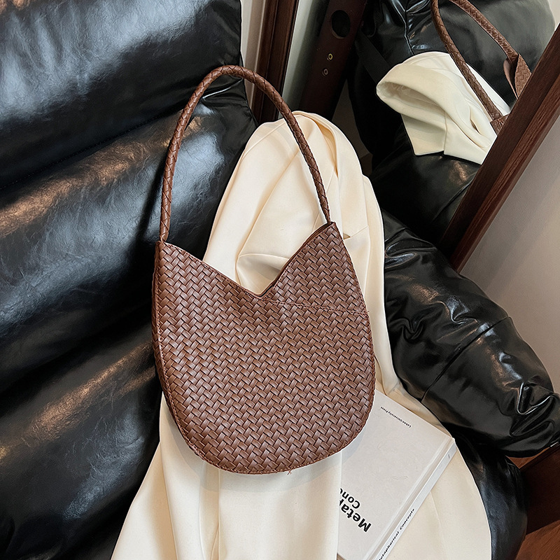 Luxury Brand Designer Bag Korean High-End Versatile Woven Bucket Bag For Women, Ins Fashion Casual Shoulder Underarm Bag, Handbag