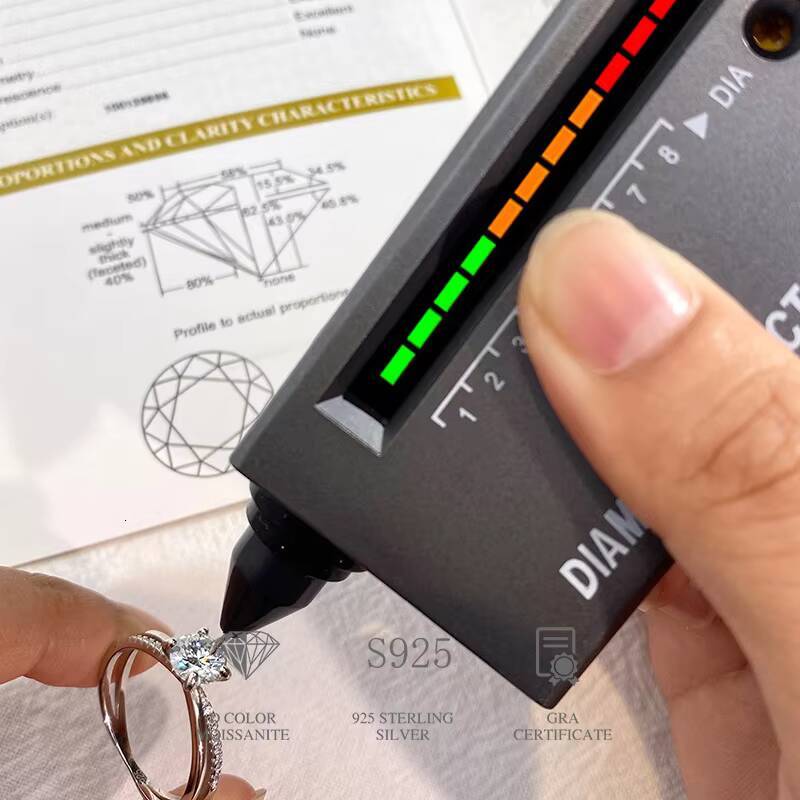 Newsoul Certificate Diamond Moissanite Ring 1CT Round Shape Gemstone for Women Wedding 925 Sterling Silver Fashion Fine Jewelry