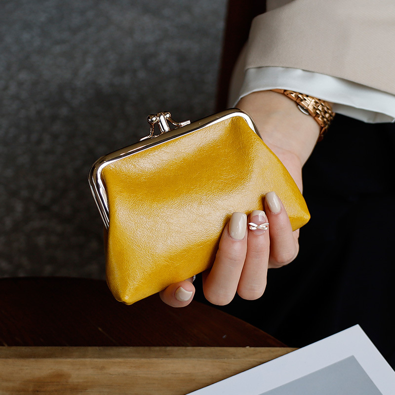 Luxury Brand Designer Bag Top Layer Cowhide Coin Purse For Women With Clip, Genuine Leather Dumpling Bag, Handheld Double Layer Coin Holder, Large Cap