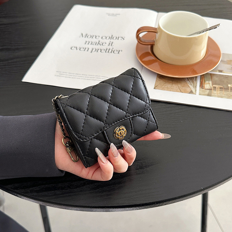 Luxury Brand Designer Bag Xiaoxiangfeng 2025 New Camellia Diamond Wallet Women's Short Coin Purse Fashion Simple Key Bag