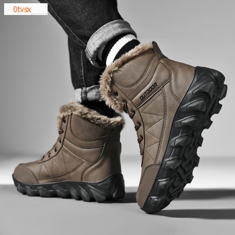 Oversized cross-border cotton shoes men's winter anti slip and waterproof outdoor sports shoes designer shoes with thick velvet snow boots