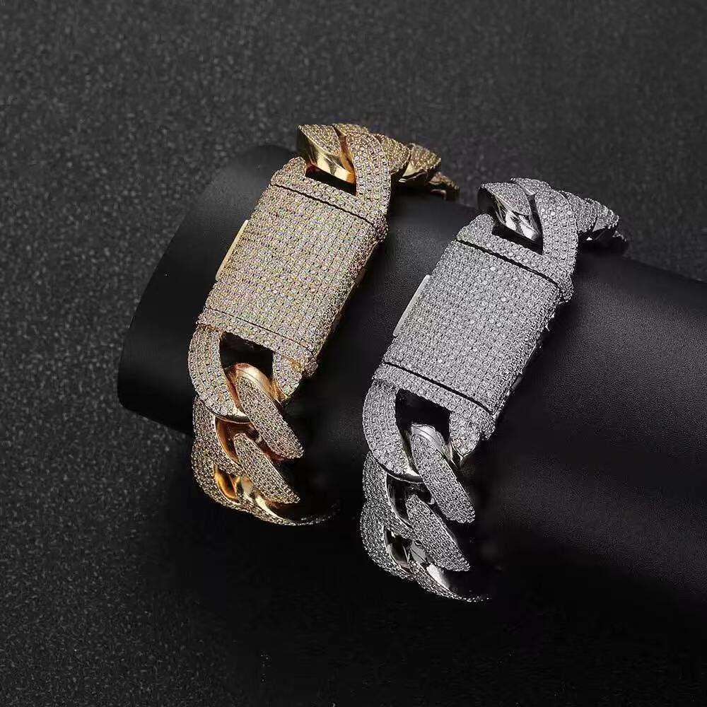 High designer bracelet18mm 20mm 22mm Silicon Stone Necklace Hiphop Jewelry Sier Cuban Chain