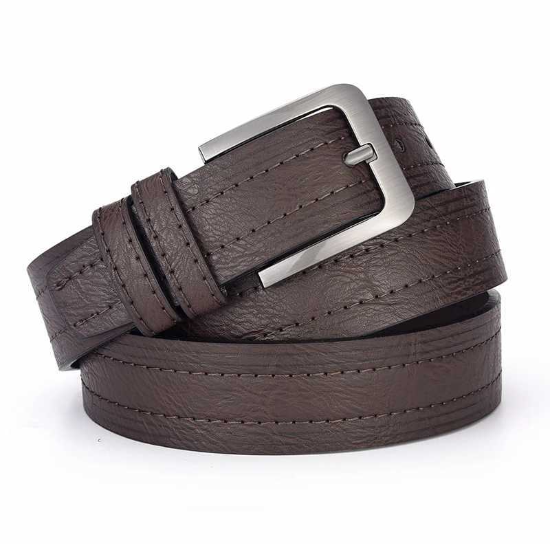 New Mens HighQuality PU Leather Belt Metal Pin Buckle Belt Leisure Business Waistband Fashionable Male Accessory Designer Belt W251018