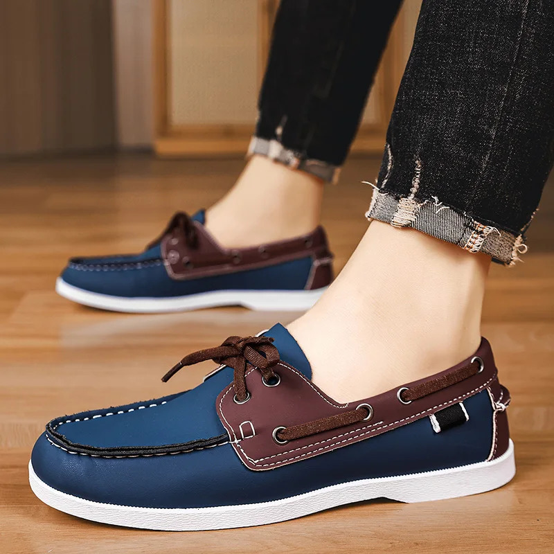 Retro Brown Leather Casual Shoes Man Flats Large Size 4048 Mens Shoes Comfortable SlipOn Social Shoe Male Moccasins 251013