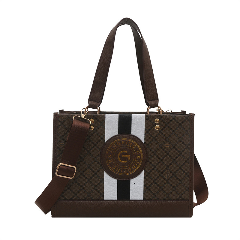 Luxury Brand Designer Bag New Style Patchwork Color 2025 Gold Stamping Fashion Simple Elegant Large Capacity Commuter Handbag Shoulder Crossbody Under