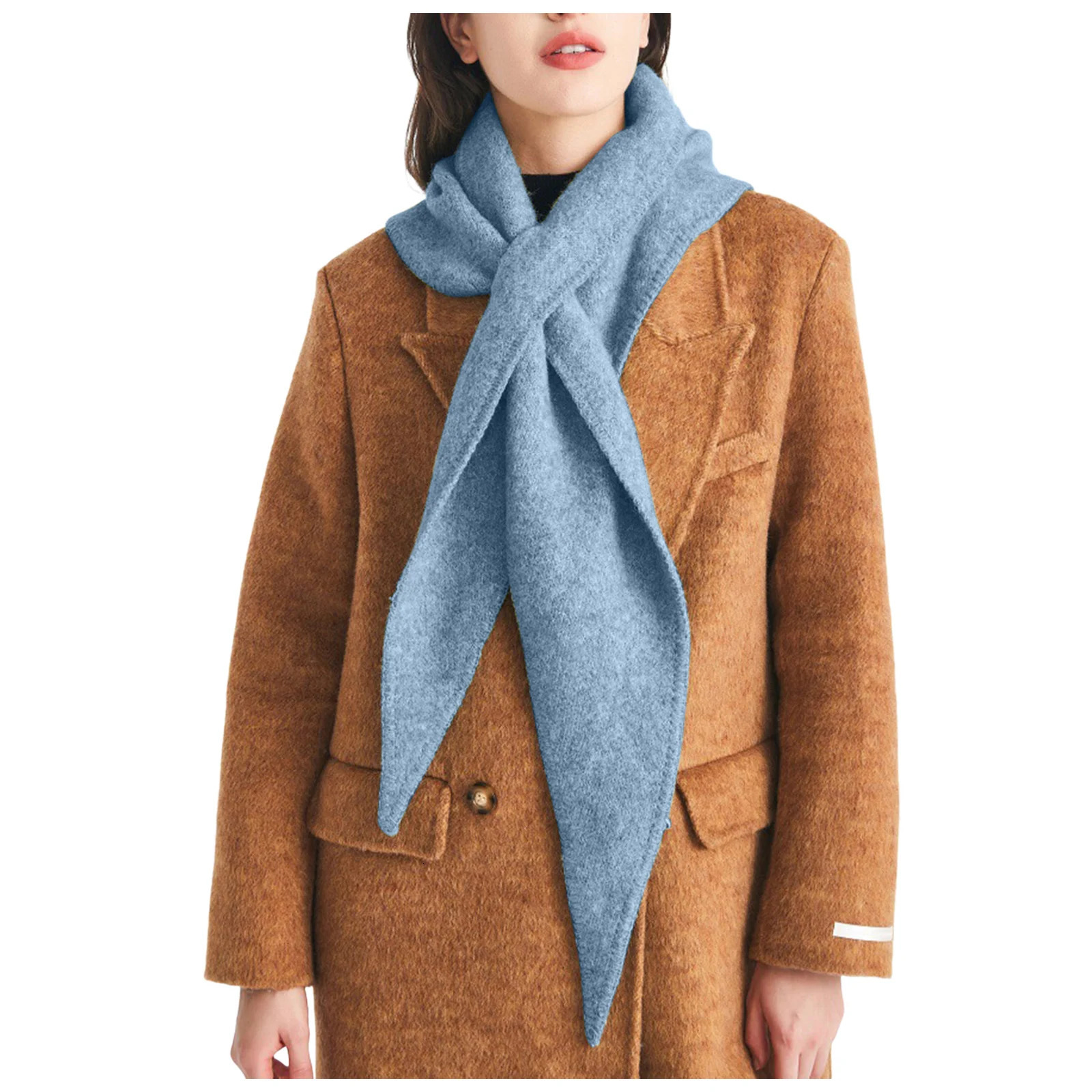 Autumn Winter Korean Knitted Triangle Scarf Wool Blend Solid Warm Shawl Scarf Women Neck Protection Small Scarf Cashmere Poncho 251016