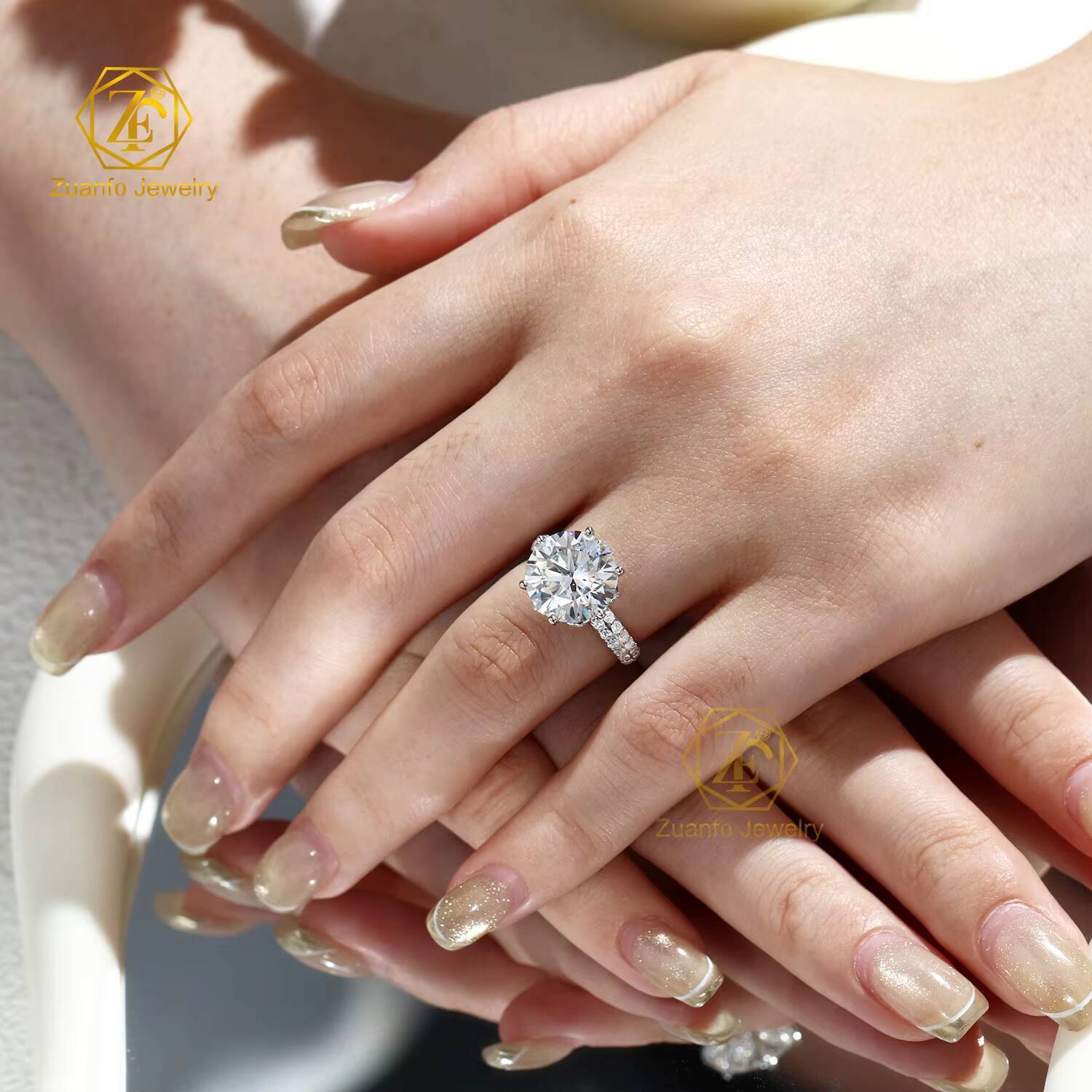 Customized 5carats Moissanite GRA Moissanite Pass Diamond Tester Pave Band Wedding Rings Fine Jewelry