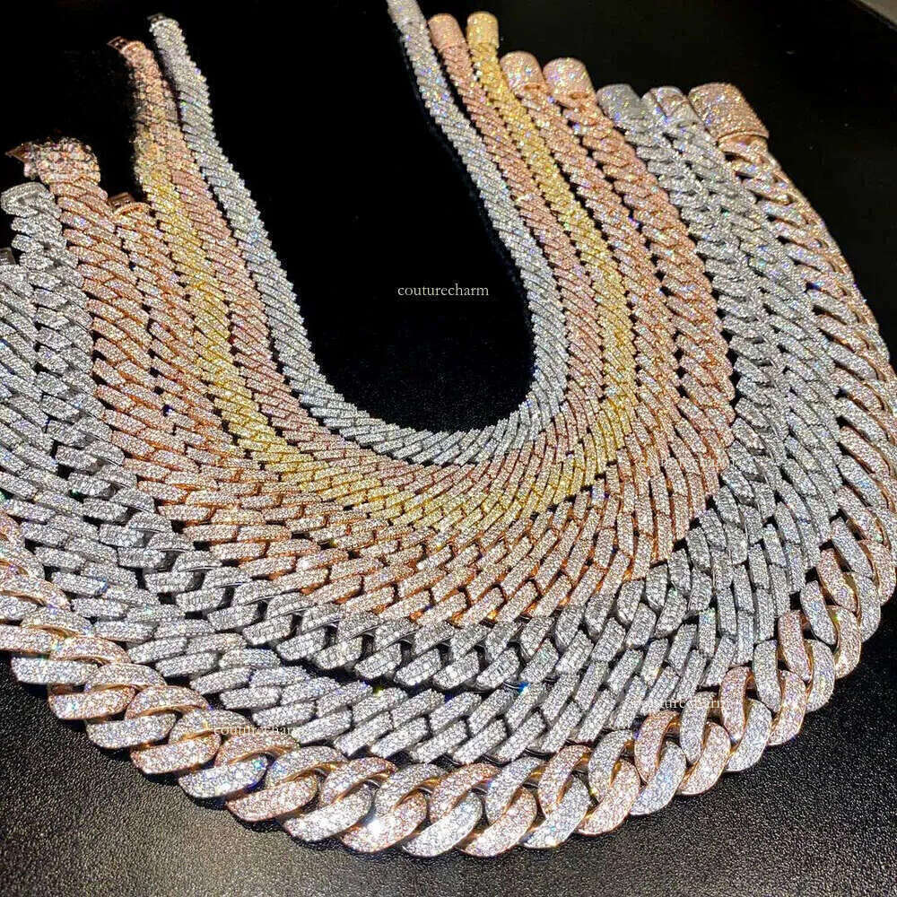 Fine Jewelry In stock Sterling Sier VVS Moissanite Dia Iced Out Miami Cuban Link Chain Necklace For Men