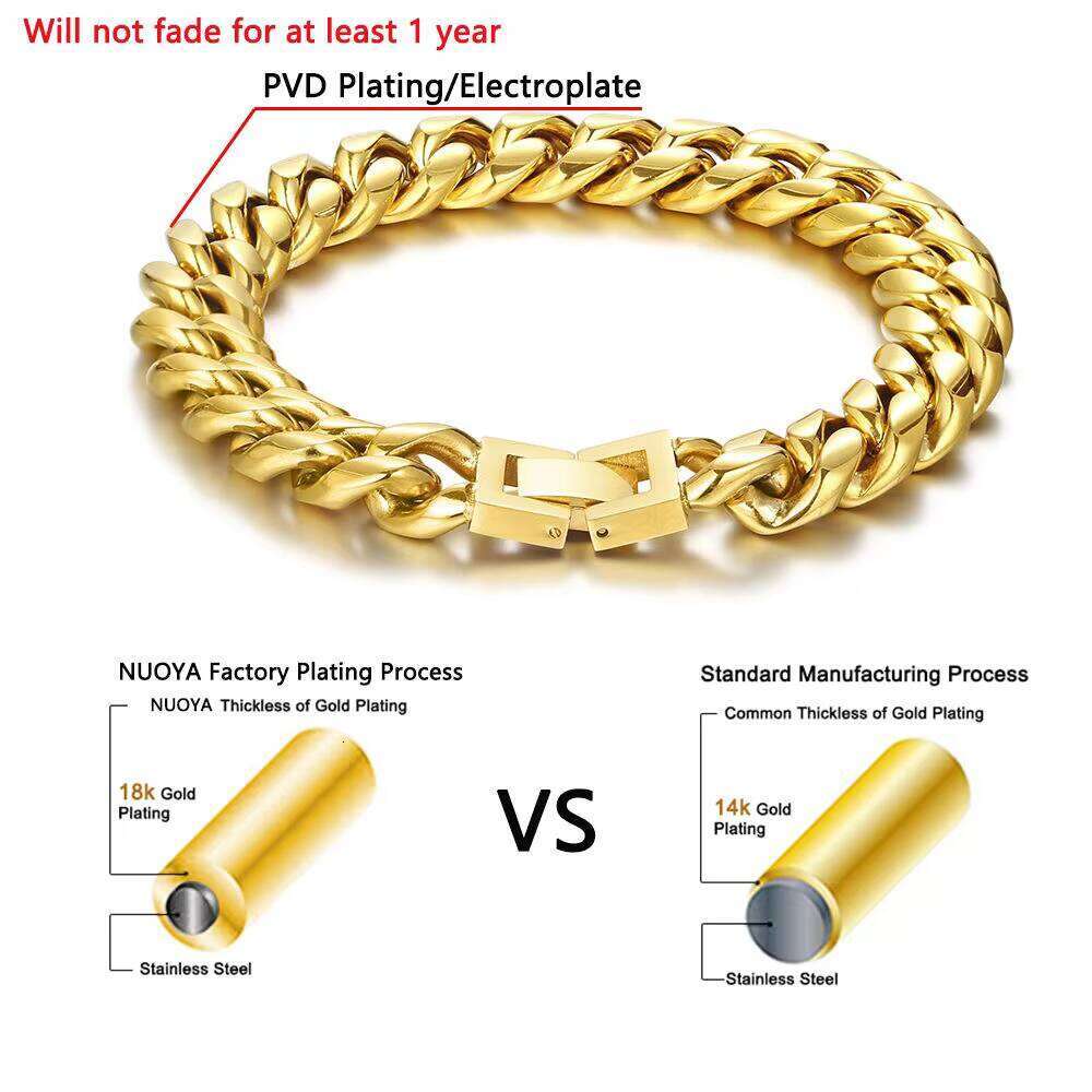 Wholesale Mens sterling silver Cuban Link Necklace Jewelry Cadenas De Hombre Hip Hop Gold Plated Chain