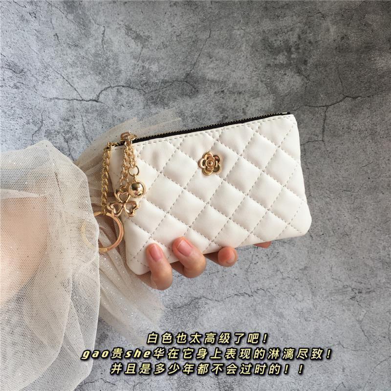 Luxury Brand Designer Bag Camellia Diamond Small Style Women's Student Portable Card Holder Keychain Earphone Storage Bag Compact Coin Purse
