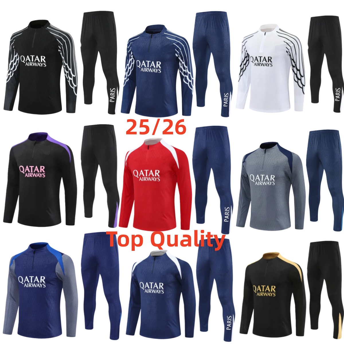 Paris soccer tracksuit 2025 2026 MBAPPE kids and men 21 22 23 24 25 26 PSGes training suit long sleeve Football soccer Jersey kit uniform chandal adult PLAYER VERSION