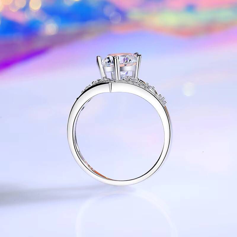 Gorgeous Mosanite Jewelry Women Wedding Ring Floral Crown with Five Claws Diamond Ring for Women Jewellery