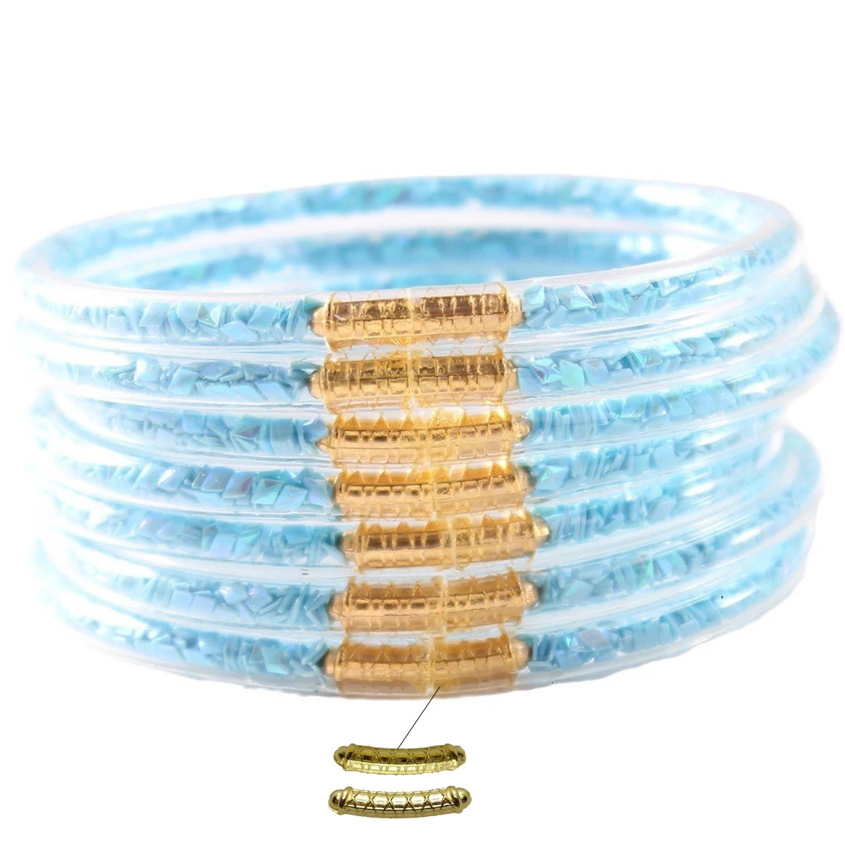 7pcsset Prismatic Stack Silicone Rubber Wristband Bangle for Women Waterproof Beach Bangles for Women 251016