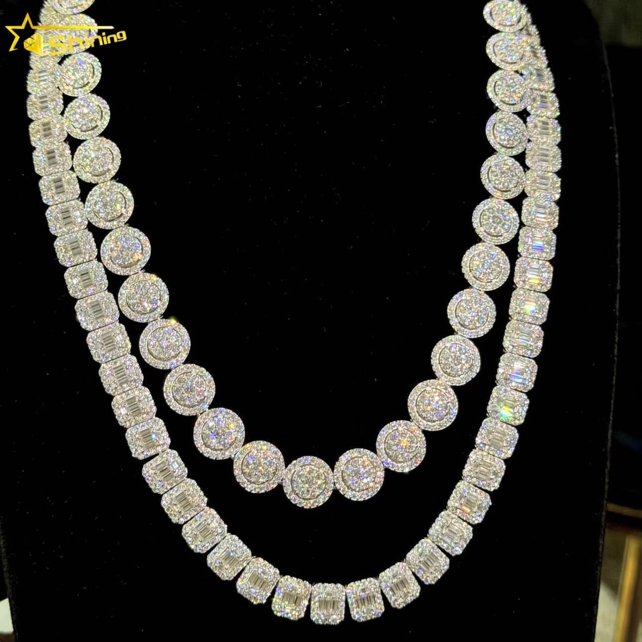 Pass Diamond Tester 10mm Chain Iced Out baguette Custom 925 Sterling Silver Hip Hop VVS Moissanite Tennis Chain