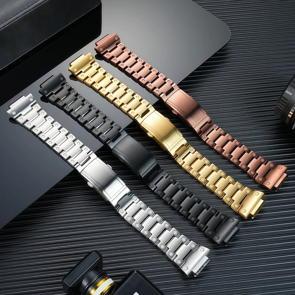 GM2100 Modified Stainless Steel Strap For Casio gm2100 Metal Stainless Steel Watch Chain GM2100 coffee colour steel band 251016