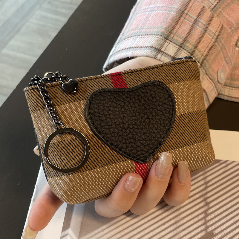 Luxury Brand Designer Bag High-End Genuine Leather And Canvas Shell Plaid Coin Purse For Women, French Luxury Gentle Style, Custom Small Wallet, New M