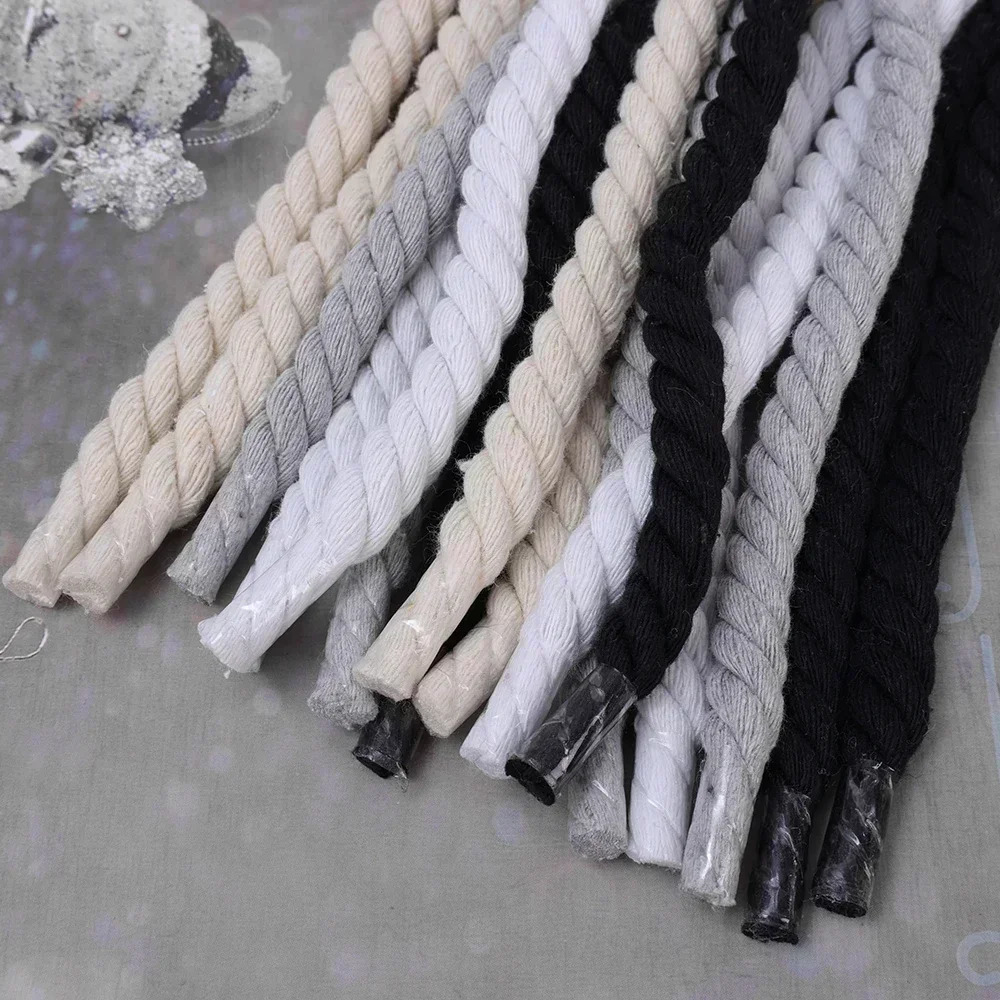 2PCS Round Shoelaces Thick Cotton Sports Rope Laces for Sneakers Kids Adult 120140cm Rubber Bands Casual Shoes Accessories 251013